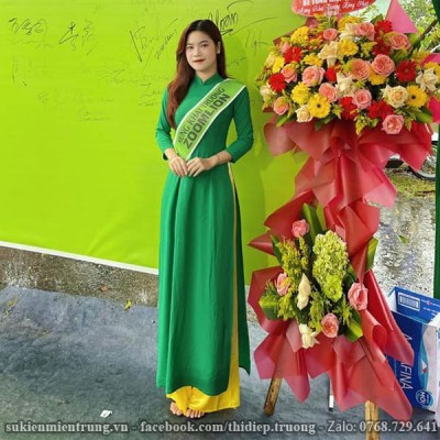 Áo dài Xanh rêu quần vàng