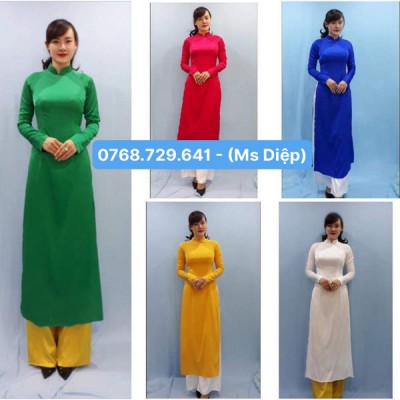 Cho thuê áo dài Đà Nẵng - Áo Dài Xanh Đỏ Vàng Trắng
