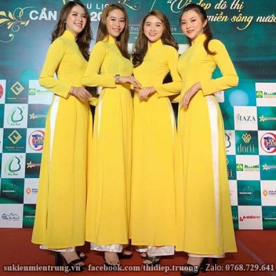 Áo dài Vàng Trắng
