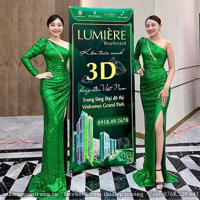 Đầm Kim Sa Xanh rêu tay dài