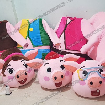 Mascot Heo Xanh, Đen, Hồng